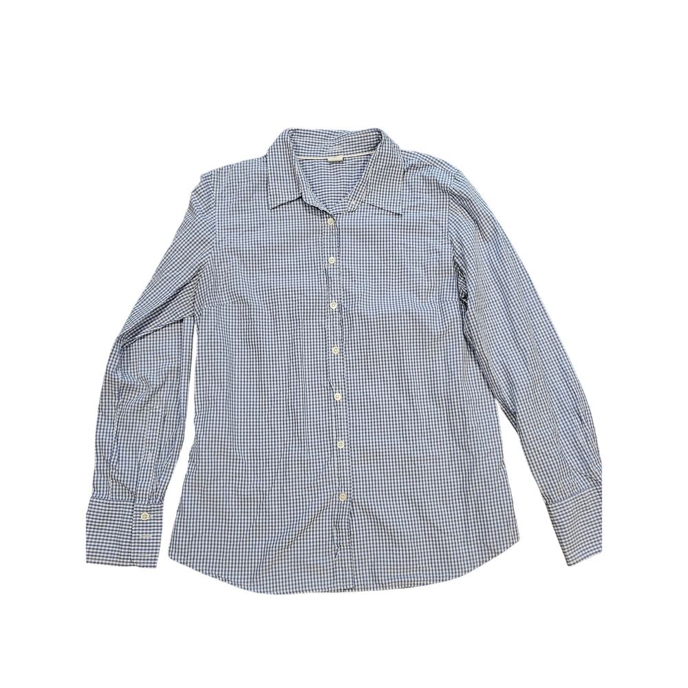 J Crew Womens Kathryn Slim Fit button down Dress Shirt blue gingham plaid preppy